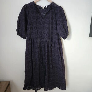 Barbour | 100% Cotton Hazel Eyelet Short Sleeve Midi Dress - Sz 4 *Missing Slip*